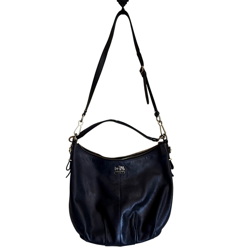 Coach Black Leather Crossbody Hobo Shoulder Bag Designer‎ Purse Handbag